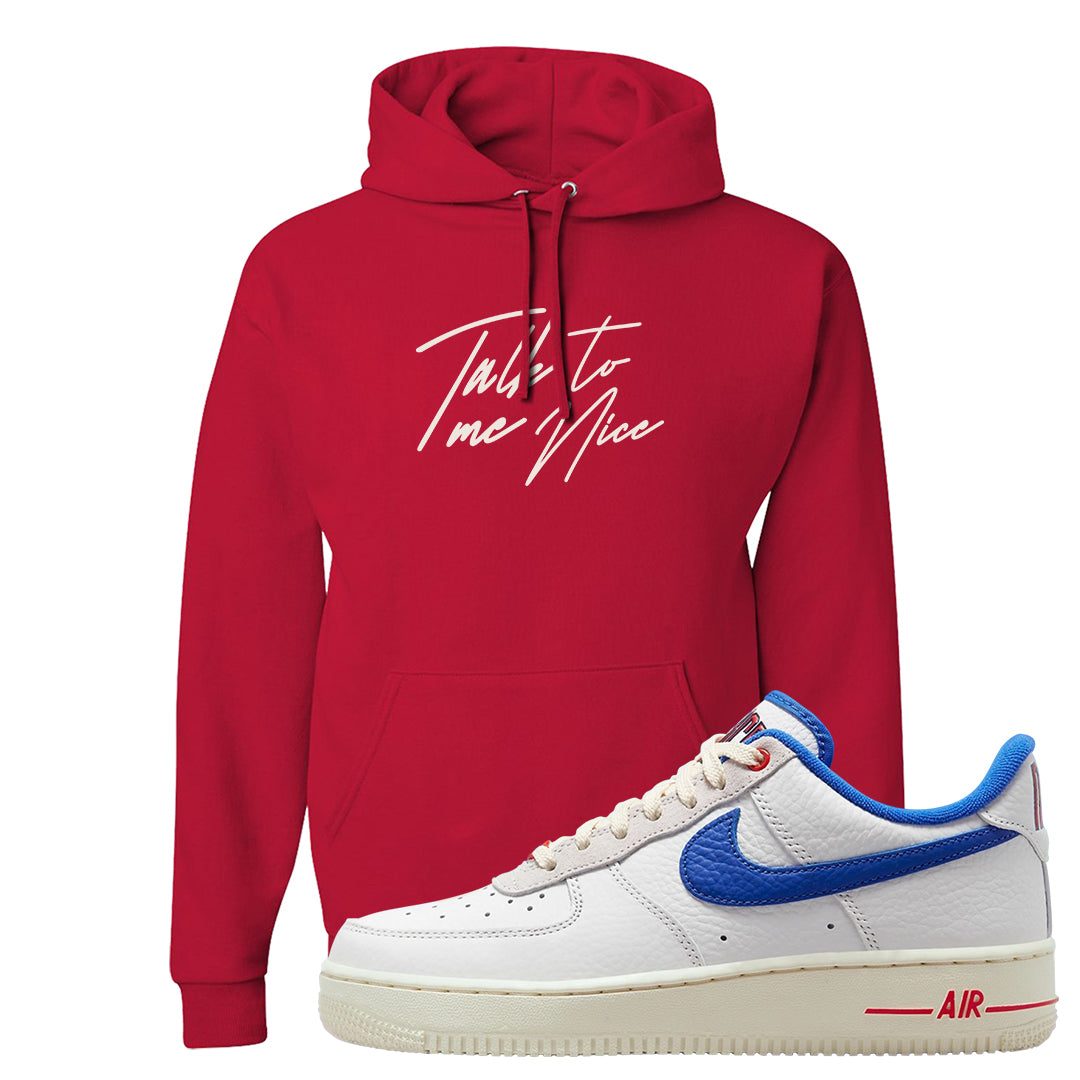 University Blue Summit White Low 1s Hoodie | Talk To Me Nice, Red