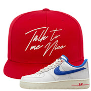 University Blue Summit White Low 1s Snapback Hat | Talk To Me Nice, Red