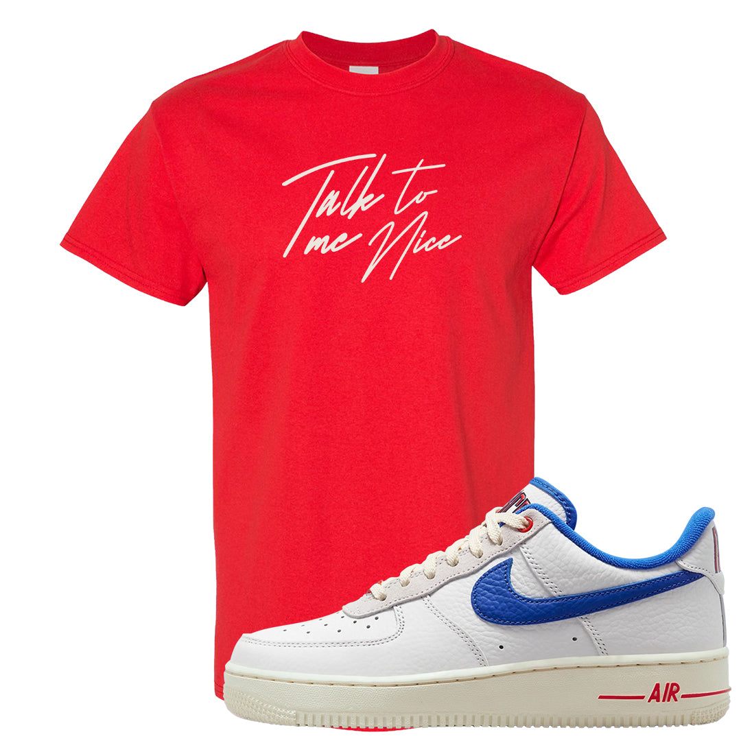 University Blue Summit White Low 1s T Shirt | Talk To Me Nice, Red