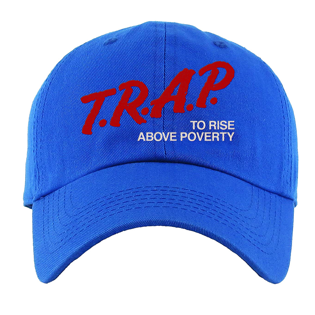 University Blue Summit White Low 1s Dad Hat | Trap To Rise Above Poverty, Royal
