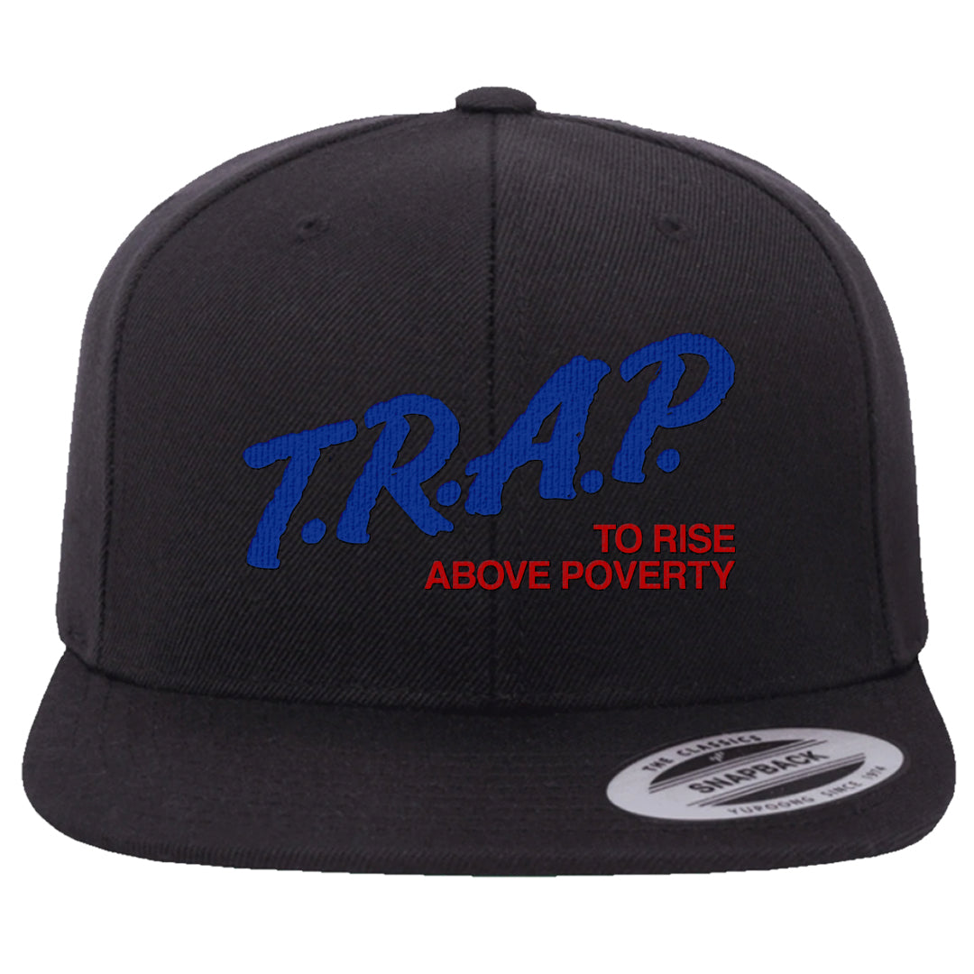 University Blue Summit White Low 1s Snapback Hat | Trap To Rise Above Poverty, Black