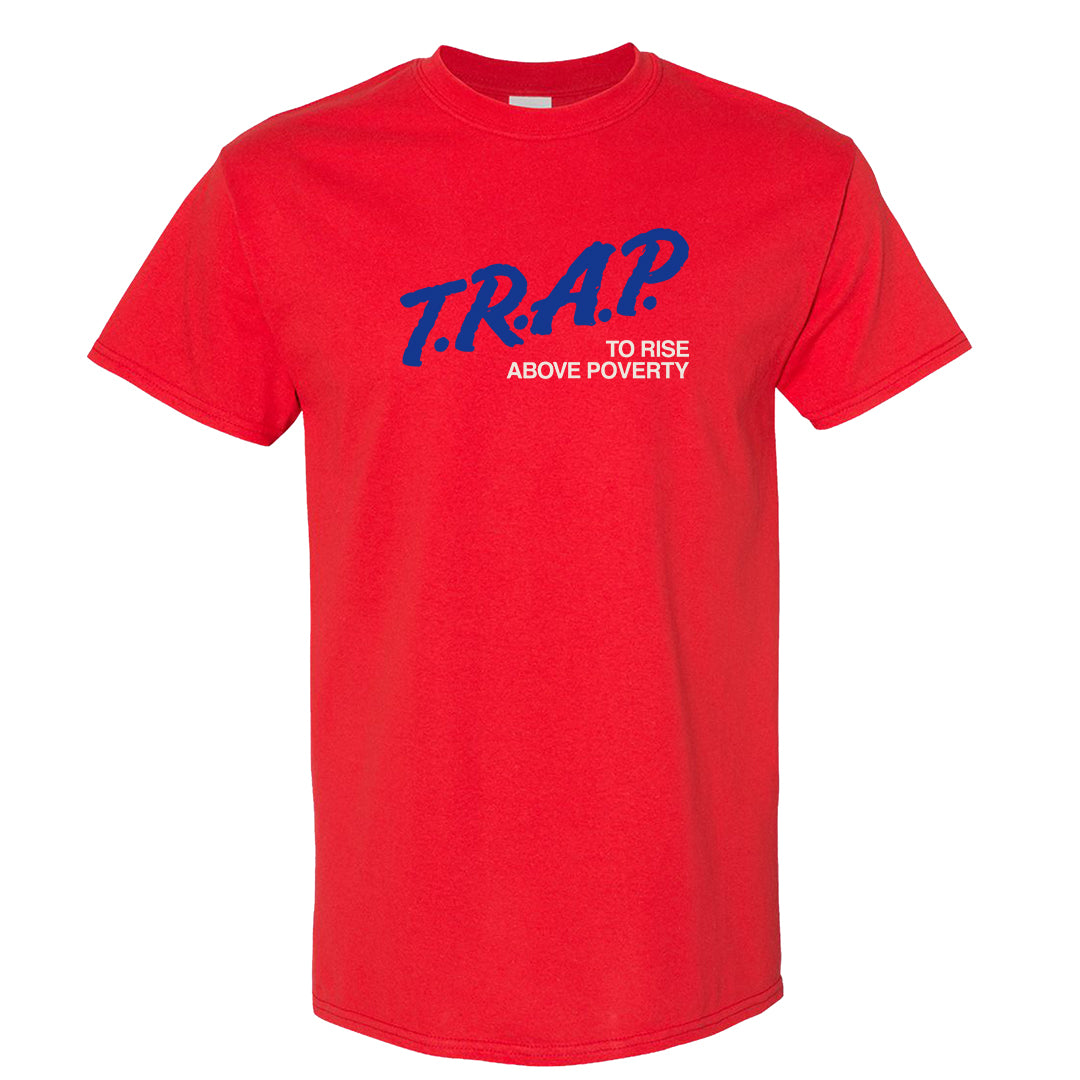 University Blue Summit White Low 1s T Shirt | Trap To Rise Above Poverty, Red