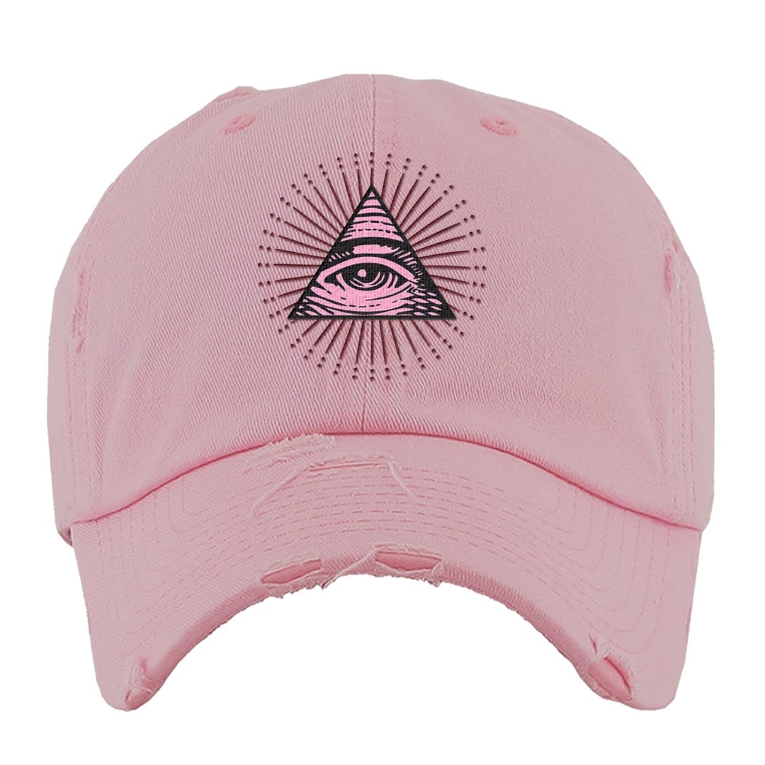Valentine's Day 2023 Low AF 1s Distressed Dad Hat | All Seeing Eye, Light Pink
