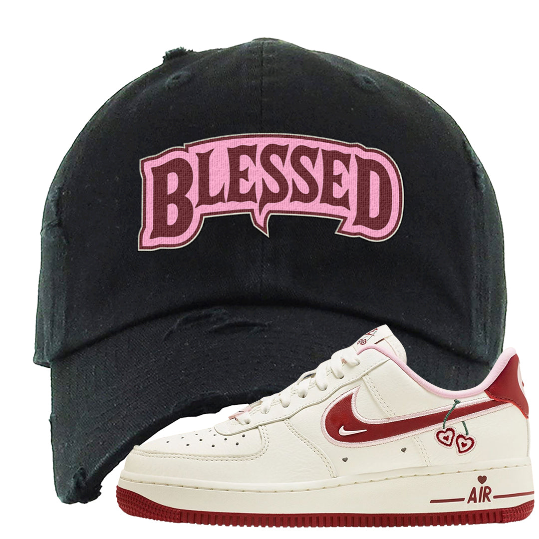 Valentine's Day 2023 Low AF 1s Distressed Dad Hat | Blessed Arch, Black