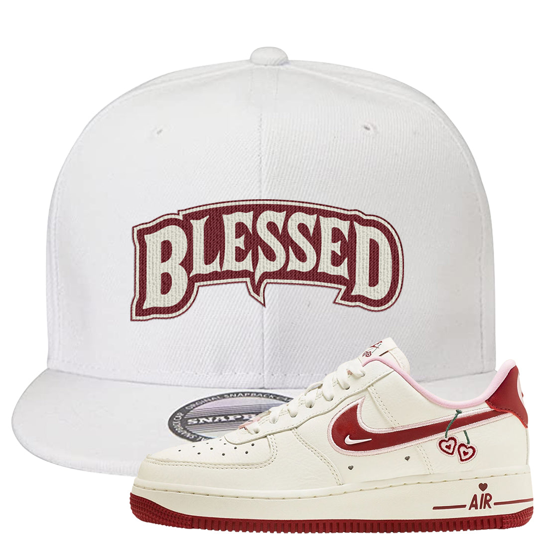 Valentine's Day 2023 Low AF 1s Snapback Hat | Blessed Arch, White