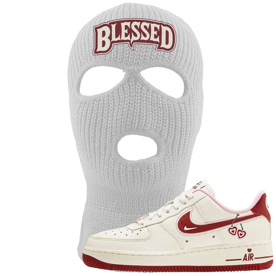 Valentine's Day 2023 Low AF 1s Ski Mask | Blessed Arch, White