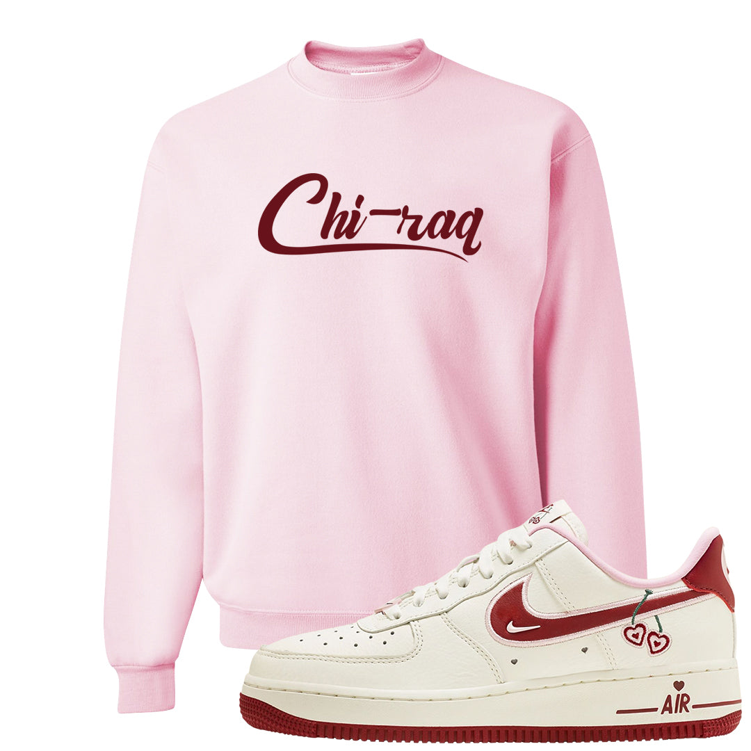 Valentine's Day 2023 Low AF 1s Crewneck Sweatshirt | Chiraq, Light Pink