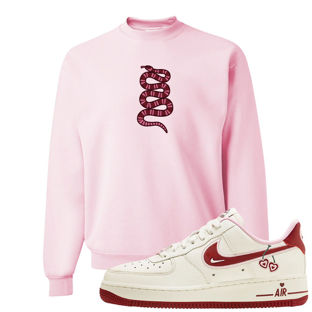 Valentine's Day 2023 Low AF 1s Crewneck Sweatshirt | Coiled Snake, Light Pink