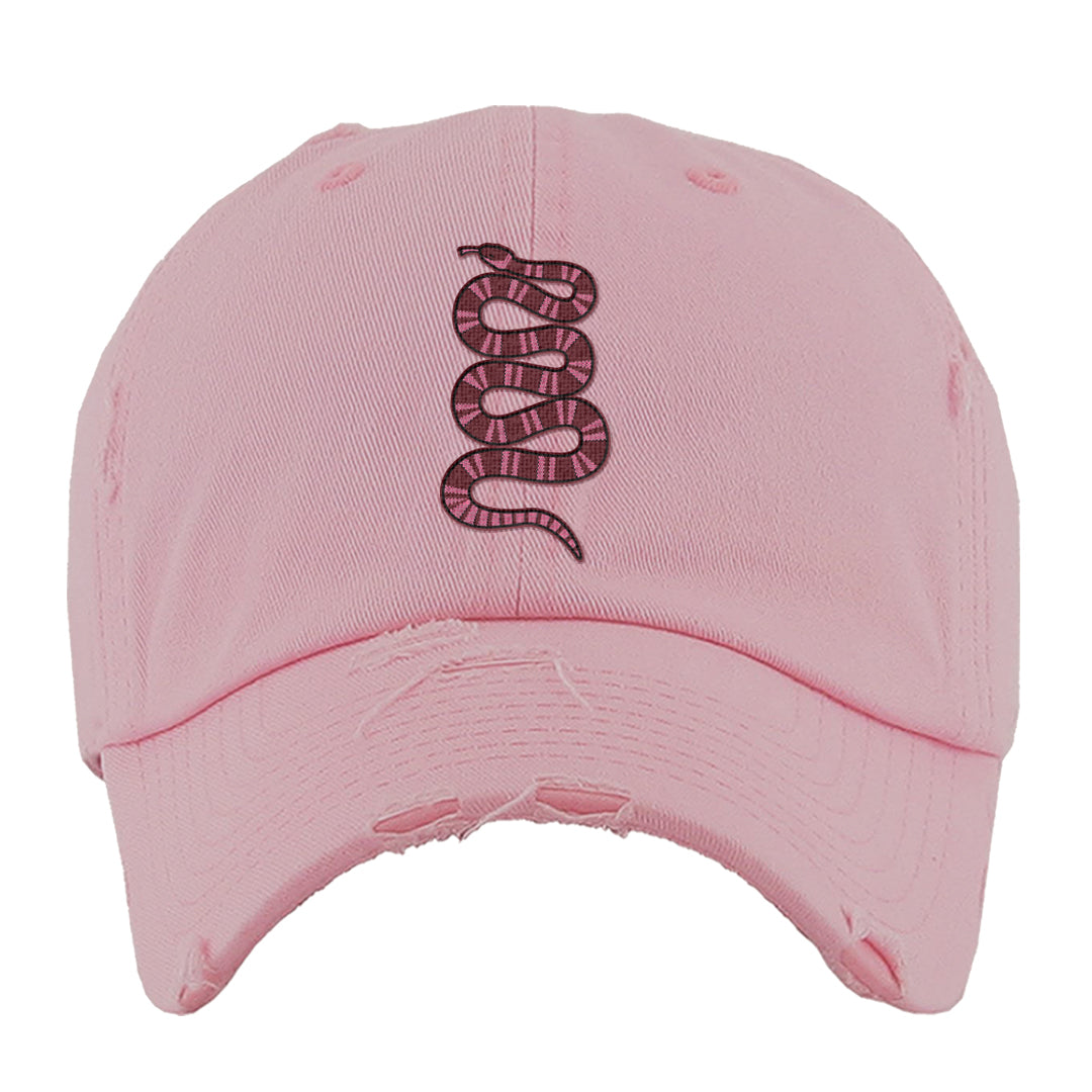 Valentine's Day 2023 Low AF 1s Distressed Dad Hat | Coiled Snake, Light Pink