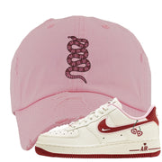 Valentine's Day 2023 Low AF 1s Distressed Dad Hat | Coiled Snake, Light Pink