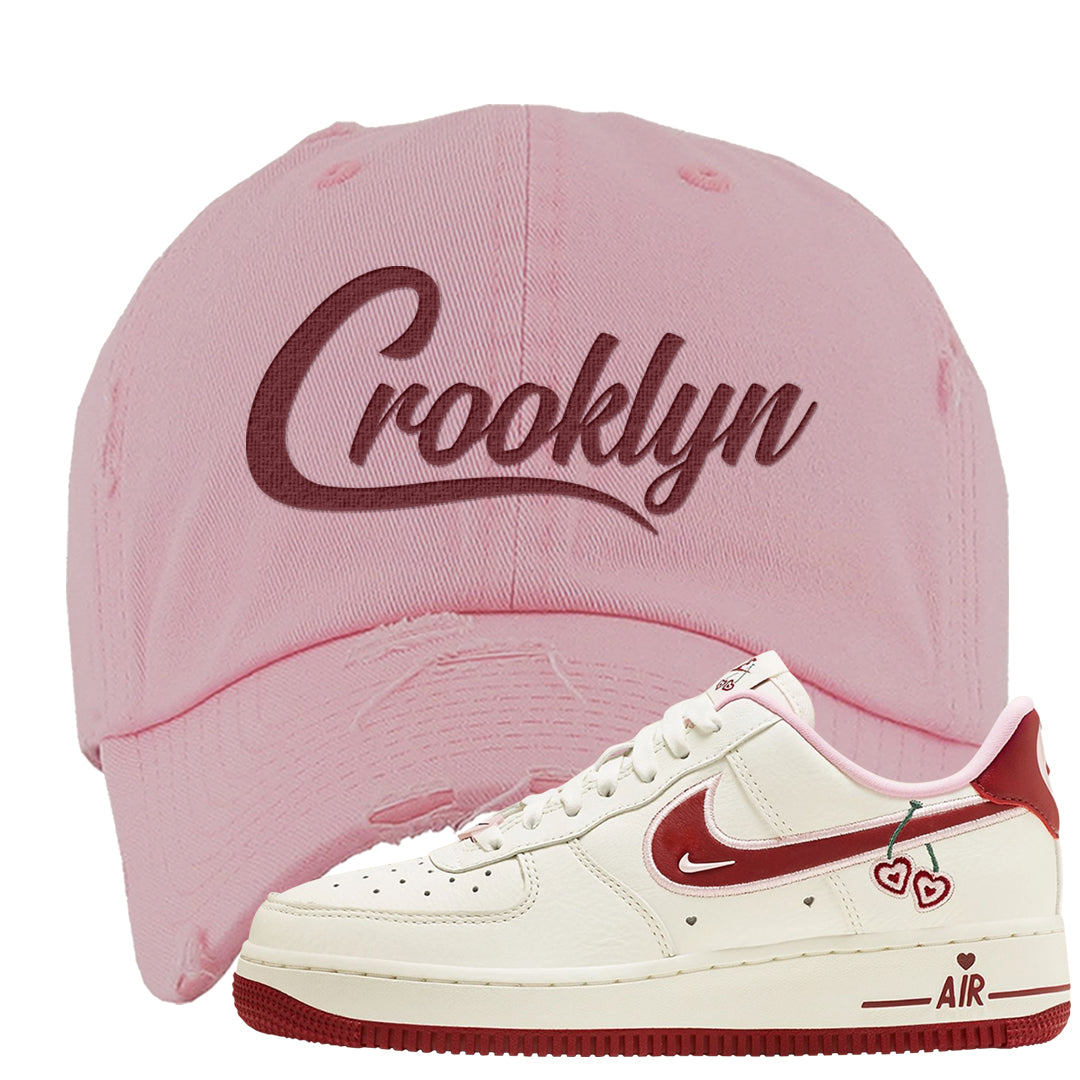 Valentine's Day 2023 Low AF 1s Distressed Dad Hat | Crooklyn, Light Pink