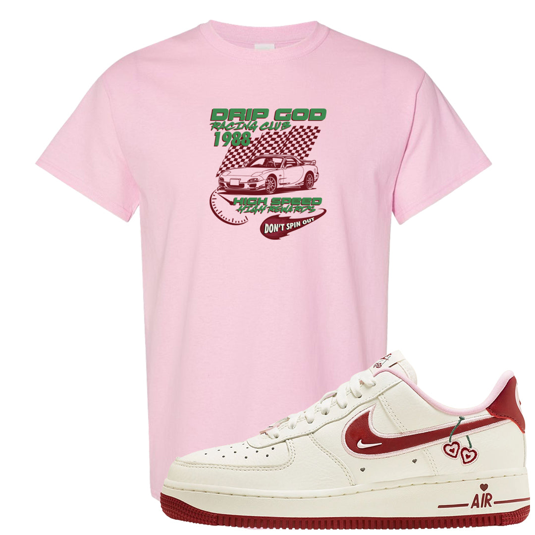 Valentine's Day 2023 Low AF 1s T Shirt | Drip God Racing Club, Light Pink