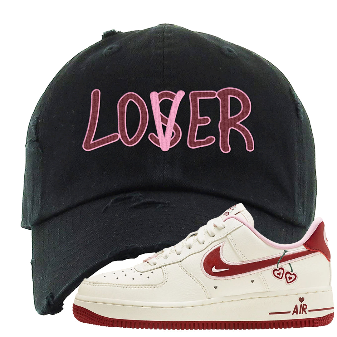 Valentine's Day 2023 Low AF 1s Distressed Dad Hat | Lover, Black