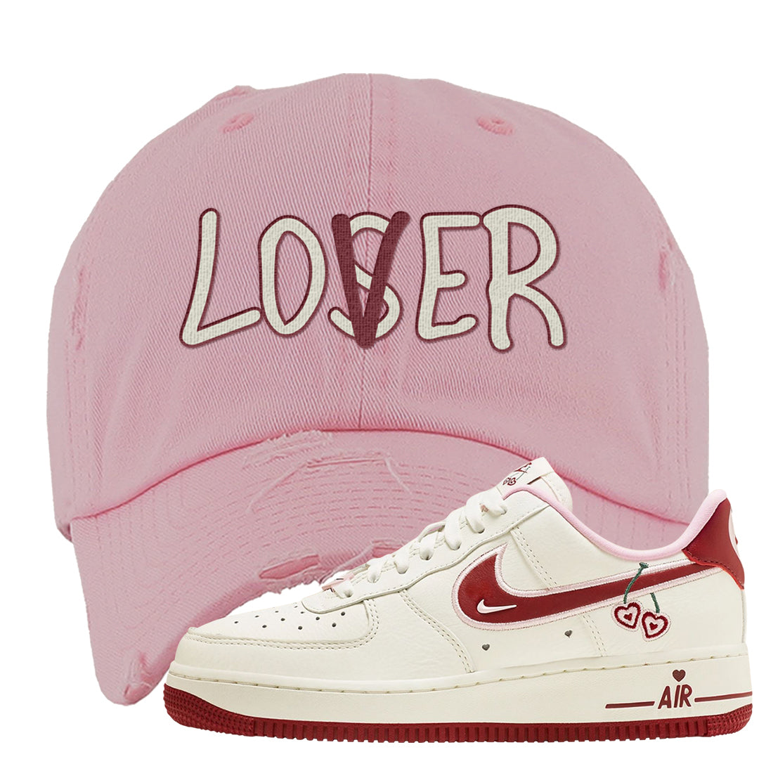 Valentine's Day 2023 Low AF 1s Distressed Dad Hat | Lover, Light Pink