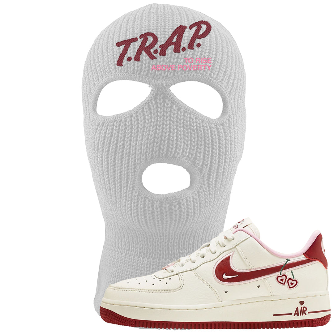 Valentine's Day 2023 Low AF 1s Ski Mask | Trap To Rise Above Poverty, White