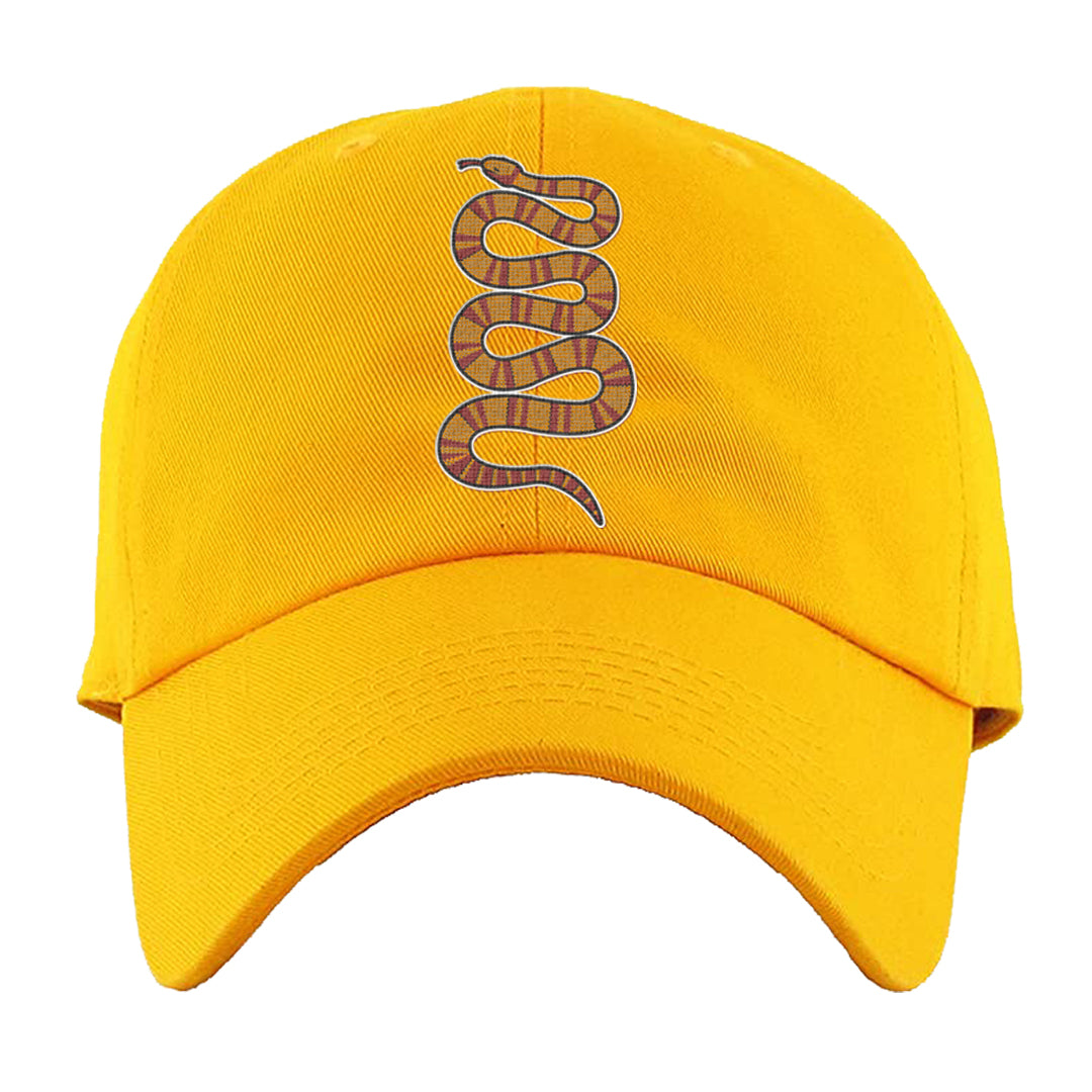 Yellow Ochre Low AF 1s Dad Hat | Coiled Snake, Gold