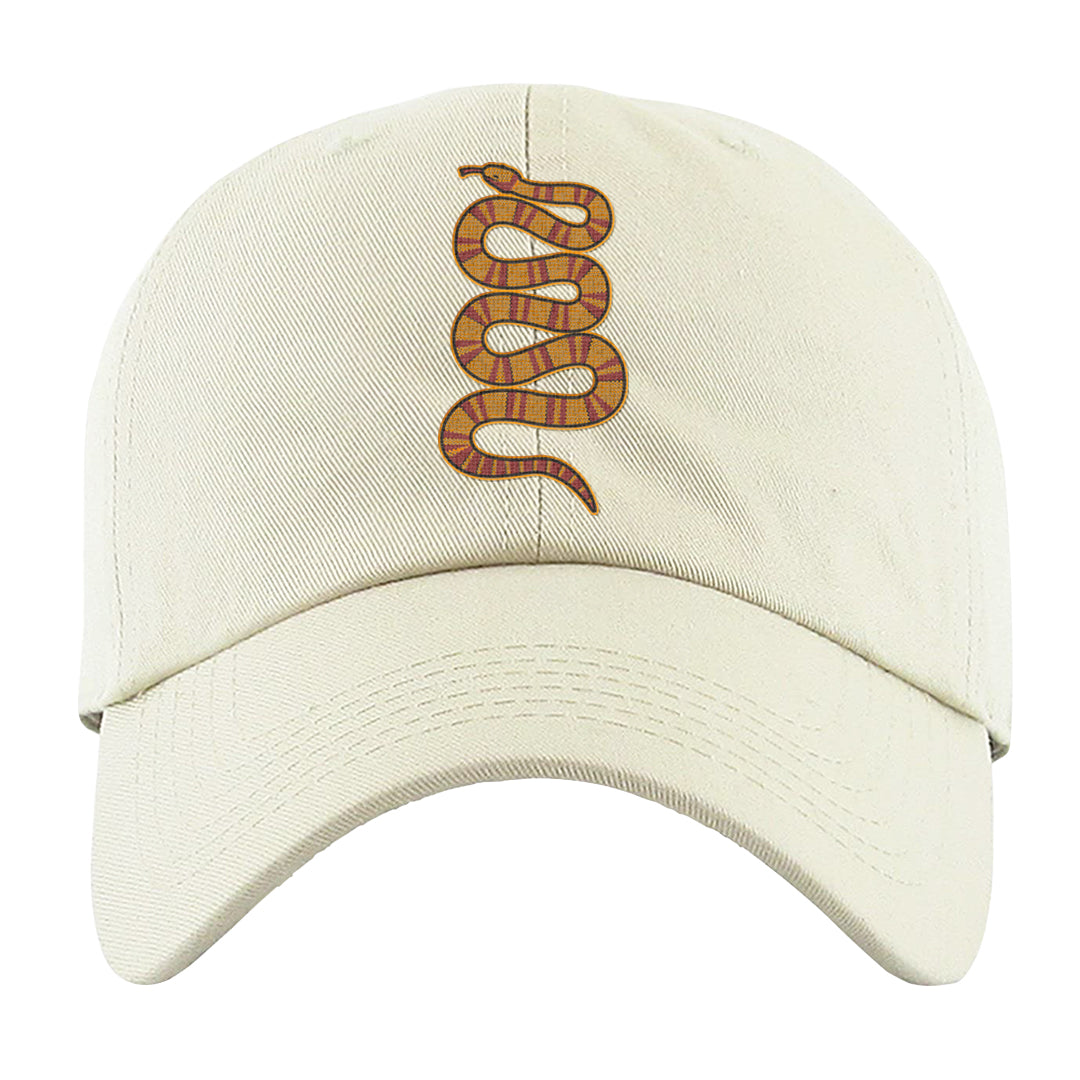 Yellow Ochre Low AF 1s Dad Hat | Coiled Snake, White