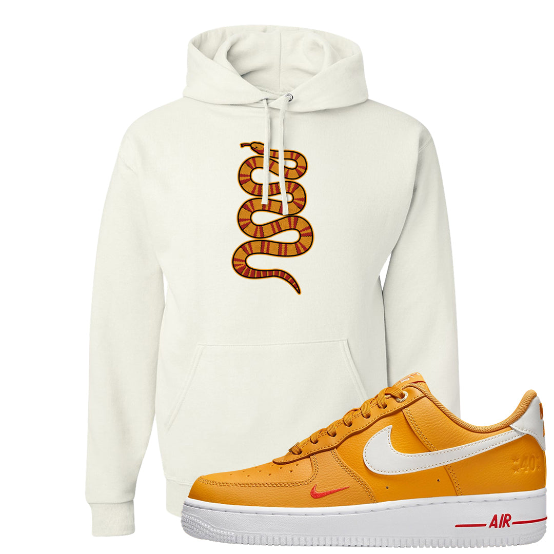 Yellow Ochre Low AF 1s Hoodie | Coiled Snake, White