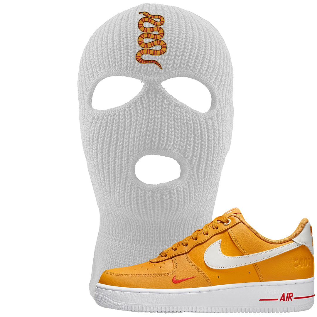 Yellow Ochre Low AF 1s Ski Mask | Coiled Snake, White