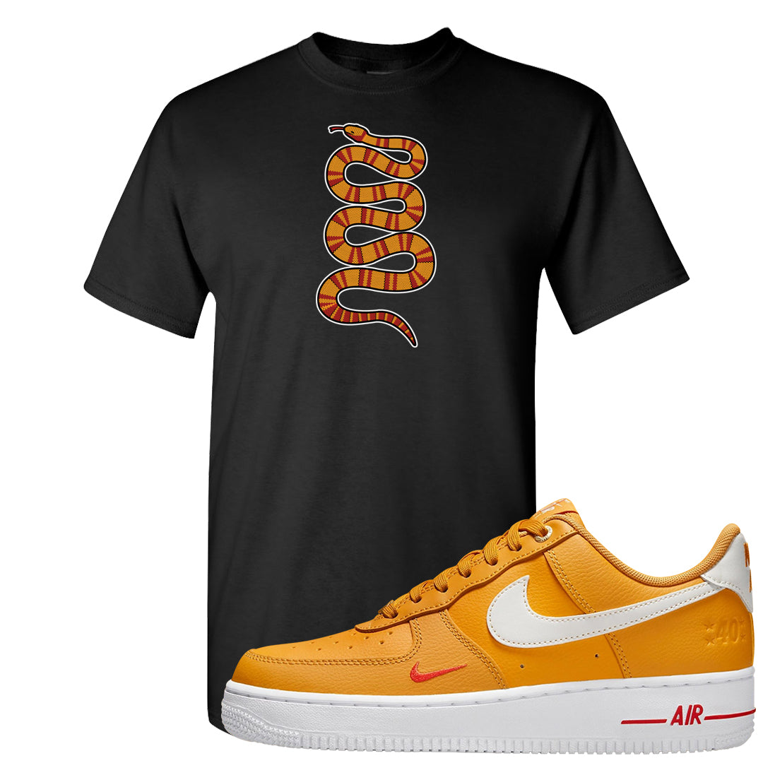 Yellow Ochre Low AF 1s T Shirt | Coiled Snake, Black
