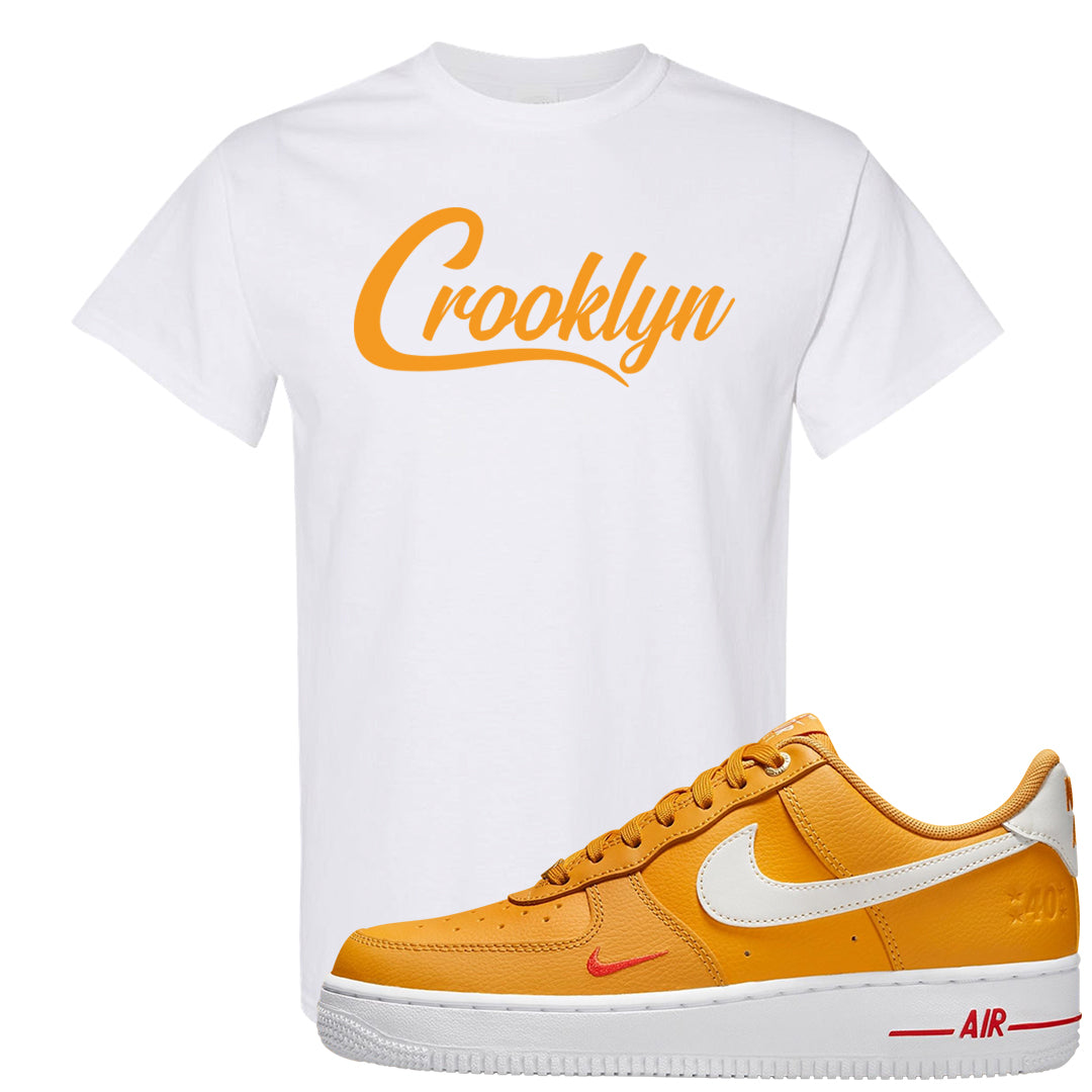 Yellow Ochre Low AF 1s T Shirt | Crooklyn, White