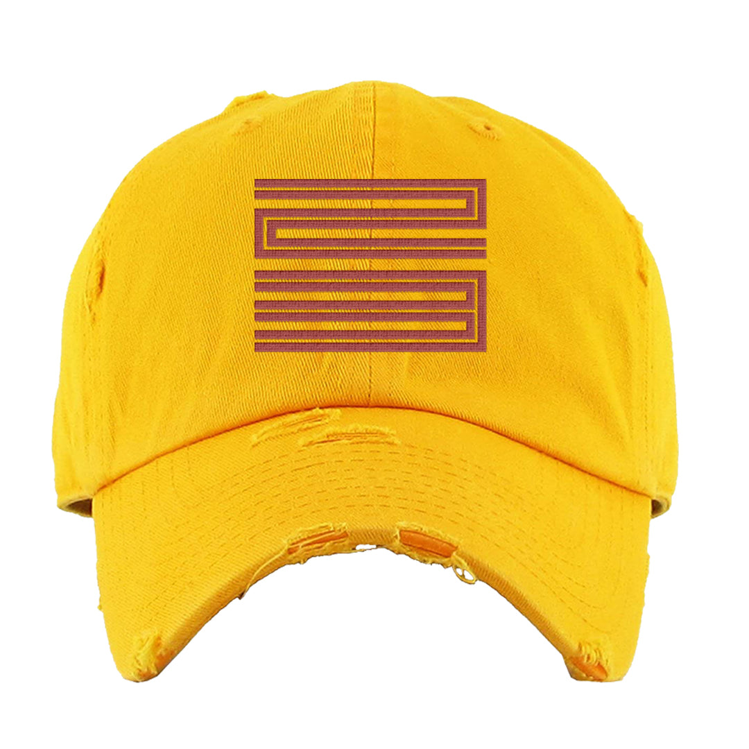 Yellow Ochre Low AF 1s Distressed Dad Hat | Double Line 23, Gold