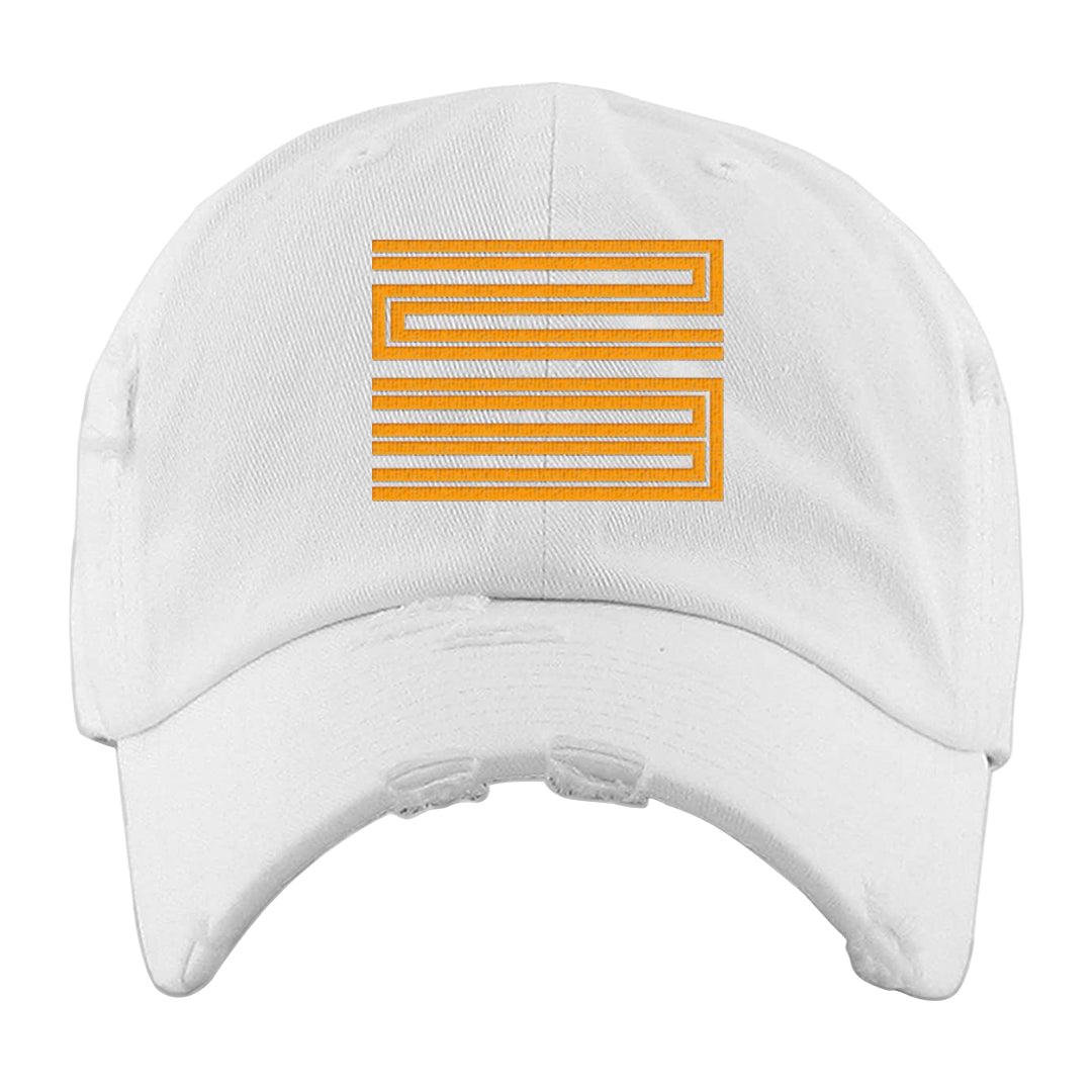 Yellow Ochre Low AF 1s Distressed Dad Hat | Double Line 23, White