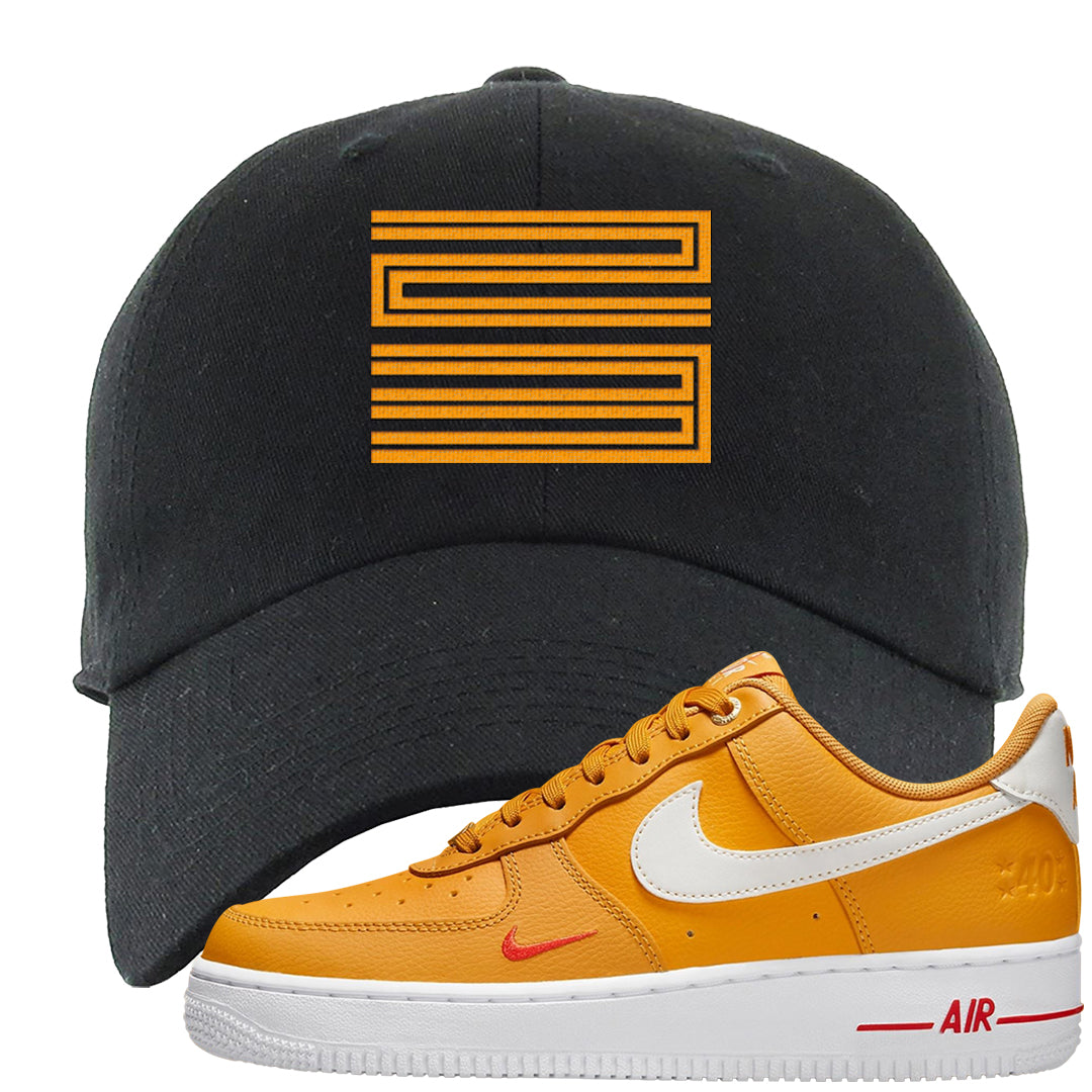 Yellow Ochre Low AF 1s Dad Hat | Double Line 23, Black