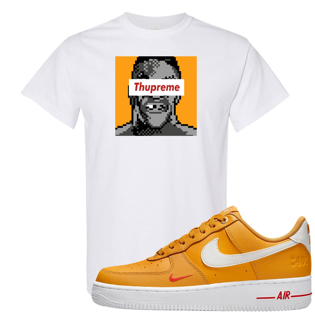 Yellow Ochre Low AF 1s T Shirt | Thupreme, White