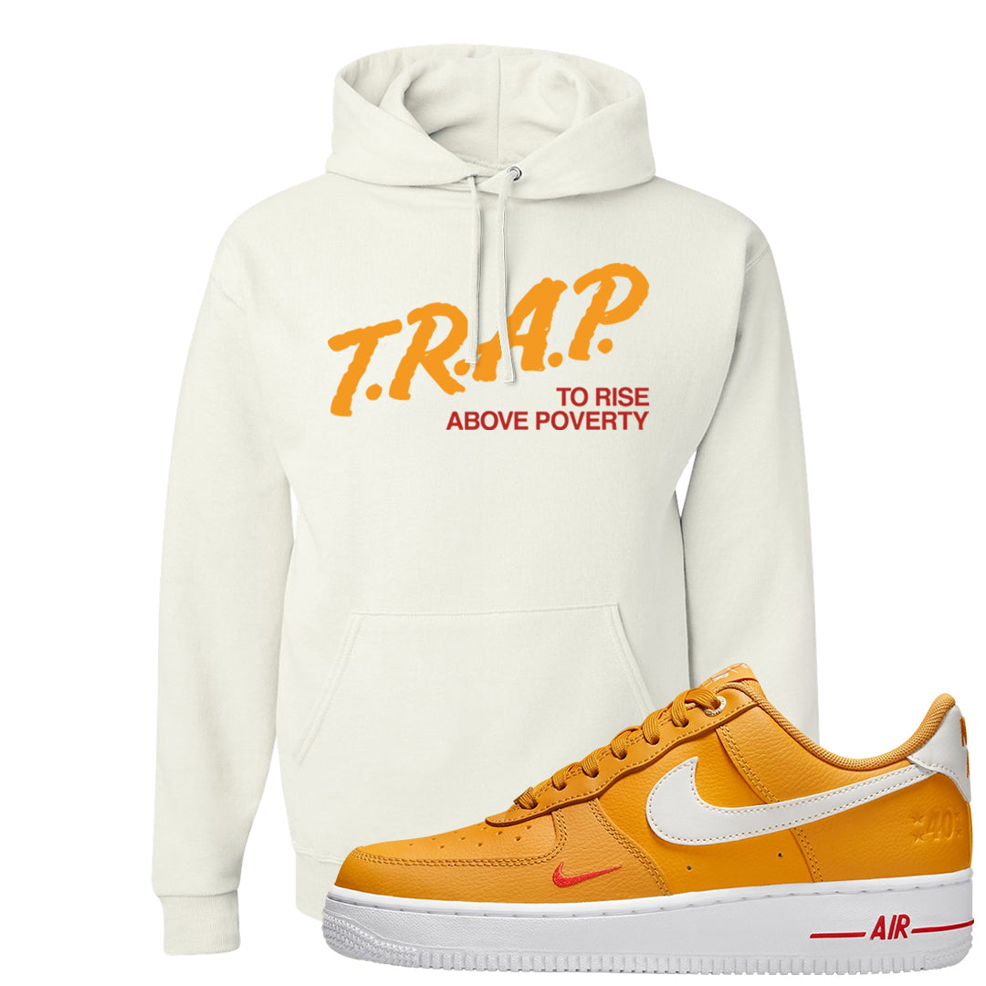 Yellow Ochre Low AF 1s Hoodie | Trap To Rise Above Poverty, White