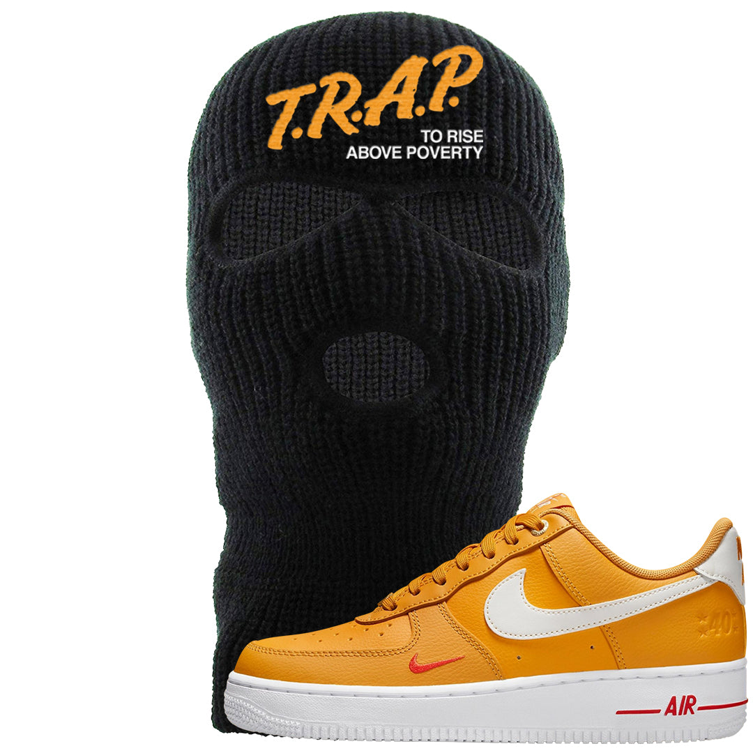 Yellow Ochre Low AF 1s Ski Mask | Trap To Rise Above Poverty, Black