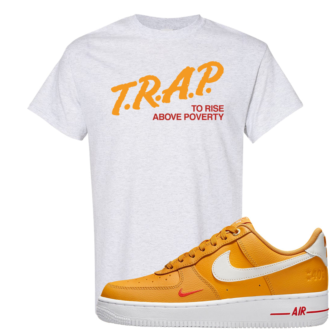 Yellow Ochre Low AF 1s T Shirt | Trap To Rise Above Poverty, Ash