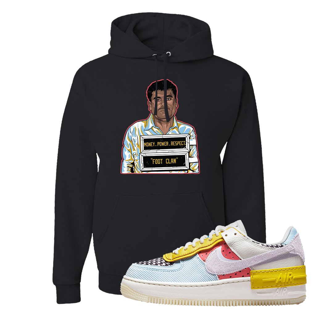 Air Force 1 Shadow Multi-Color Hoodie | El Chapo Illustration, Black