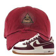 Team Red Gum AF 1s Distressed Dad Hat | All Seeing Eye, Maroon