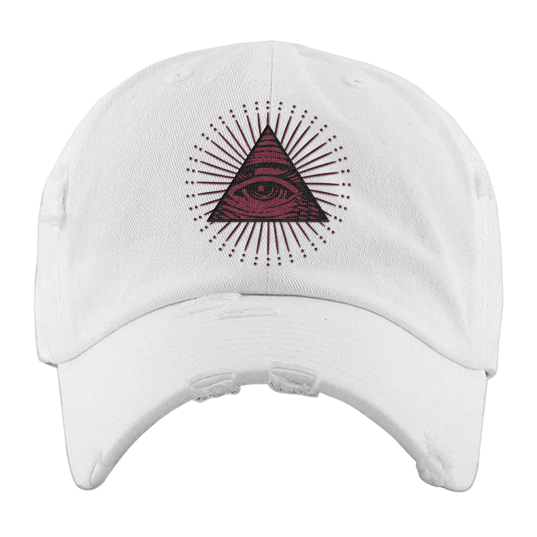 Team Red Gum AF 1s Distressed Dad Hat | All Seeing Eye, White