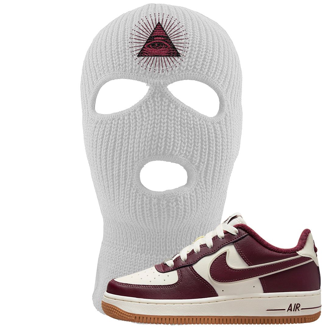Team Red Gum AF 1s Ski Mask | All Seeing Eye, White