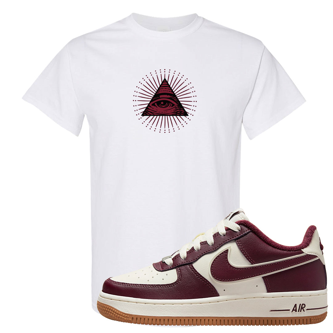 Team Red Gum AF 1s T Shirt | All Seeing Eye, White