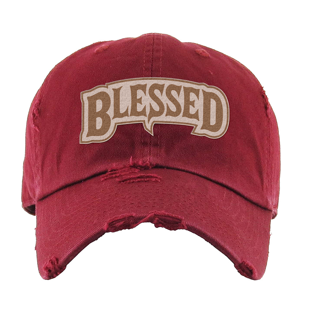 Team Red Gum AF 1s Distressed Dad Hat | Blessed Arch, Maroon