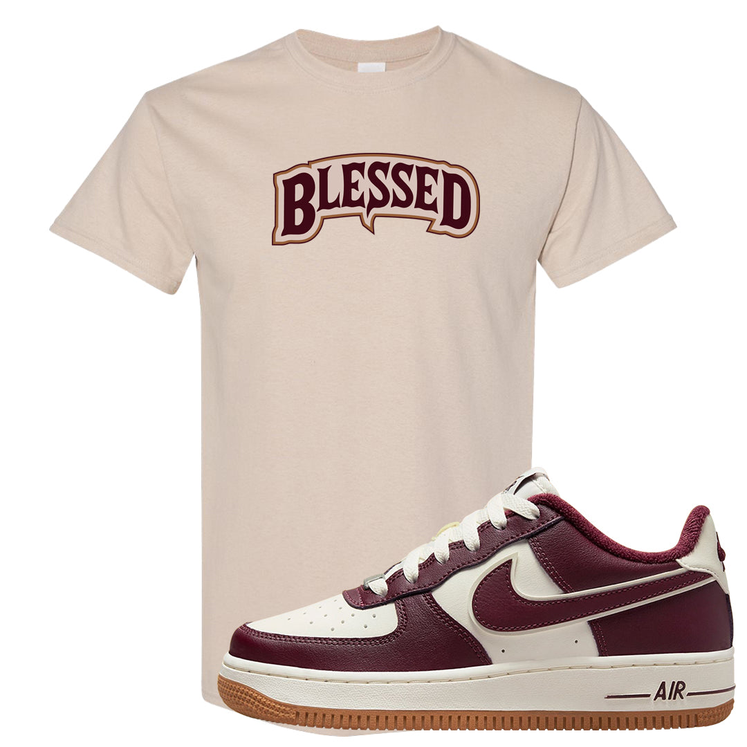 Team Red Gum AF 1s T Shirt | Blessed Arch, Sand
