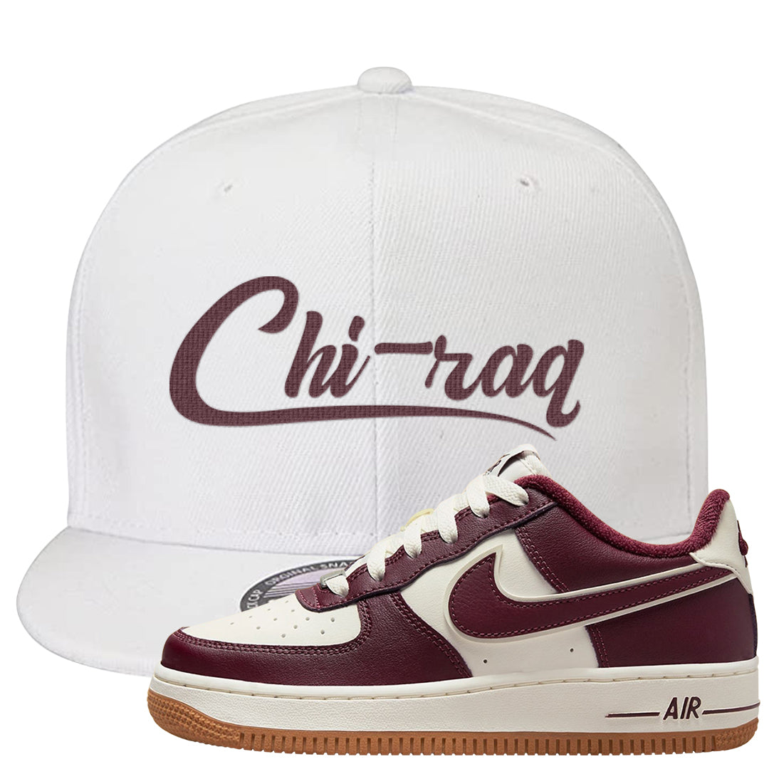 Team Red Gum AF 1s Snapback Hat | Chiraq, White
