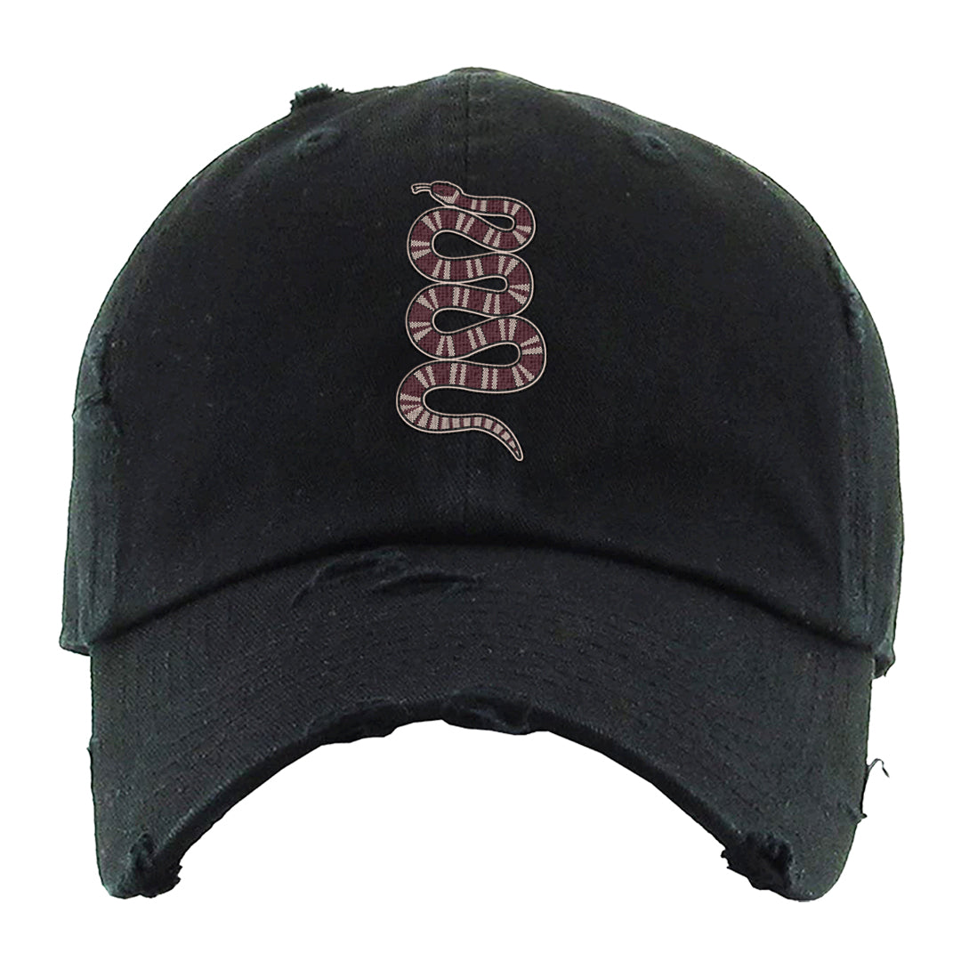 Team Red Gum AF 1s Distressed Dad Hat | Coiled Snake, Black