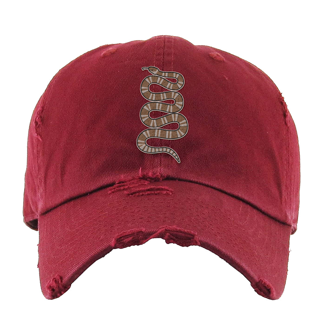 Team Red Gum AF 1s Distressed Dad Hat | Coiled Snake, Maroon