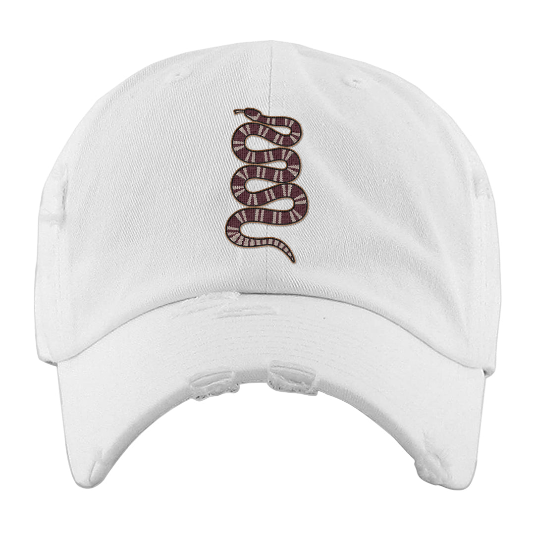 Team Red Gum AF 1s Distressed Dad Hat | Coiled Snake, White