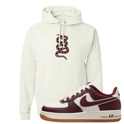 Team Red Gum AF 1s Hoodie | Coiled Snake, White