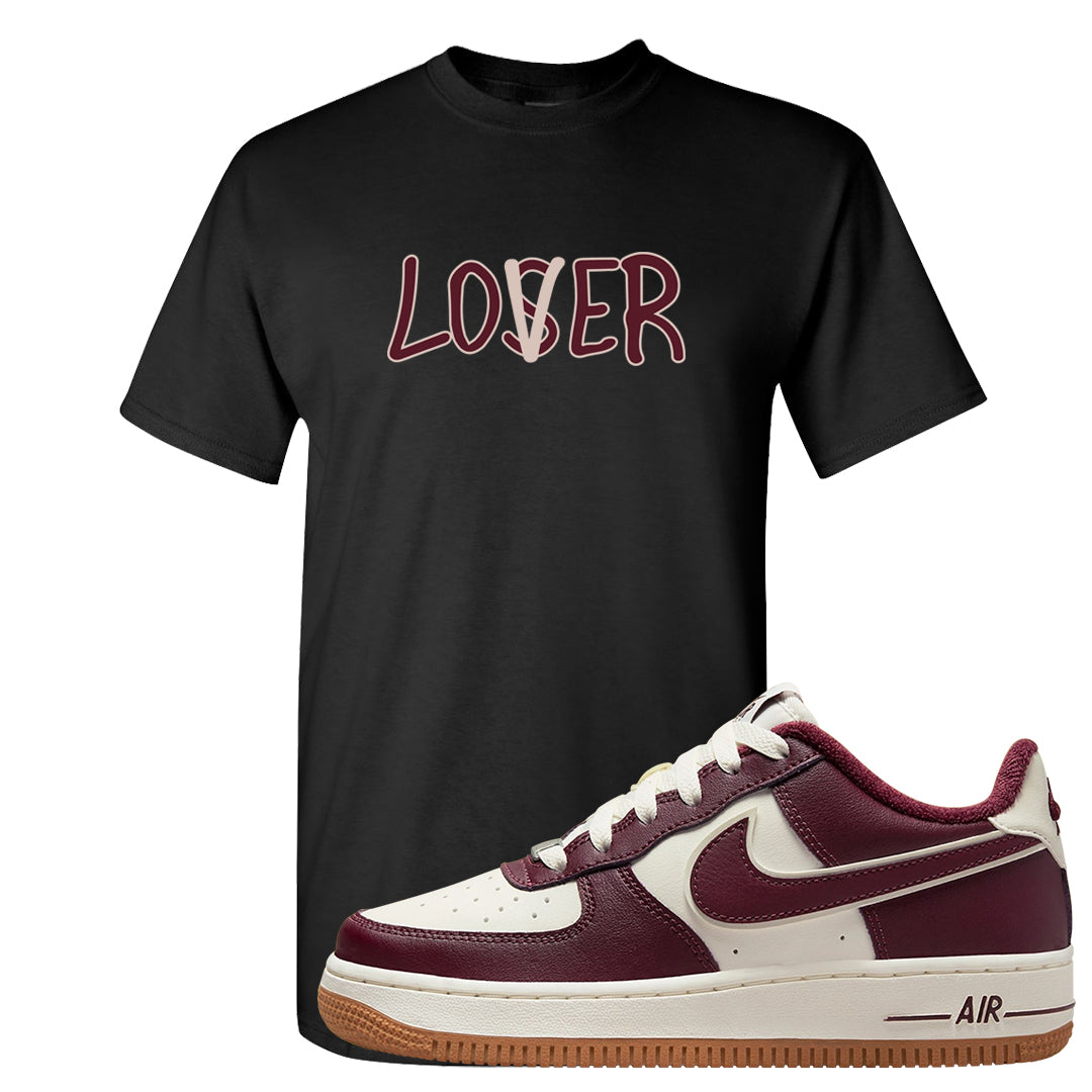 Team Red Gum AF 1s T Shirt | Lover, Black