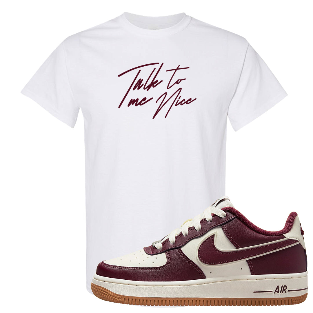 Team Red Gum AF 1s T Shirt | Talk To Me Nice, White