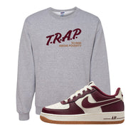 Team Red Gum AF 1s Crewneck Sweatshirt | Trap To Rise Above Poverty, Ash