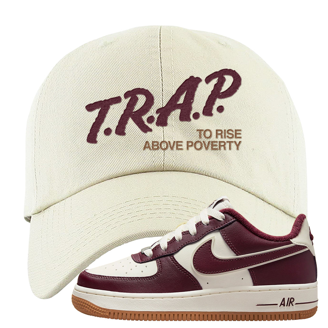 Team Red Gum AF 1s Dad Hat | Trap To Rise Above Poverty, White