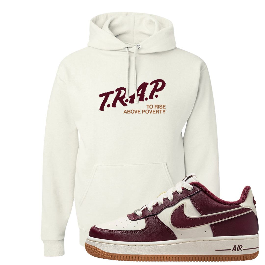 Team Red Gum AF 1s Hoodie | Trap To Rise Above Poverty, White