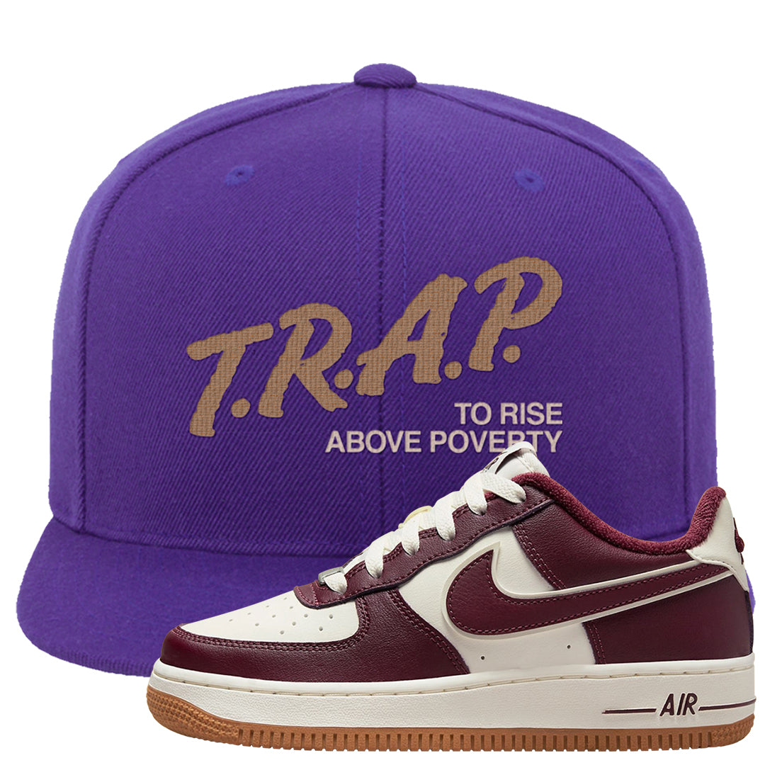 Team Red Gum AF 1s Snapback Hat | Trap To Rise Above Poverty, Purple